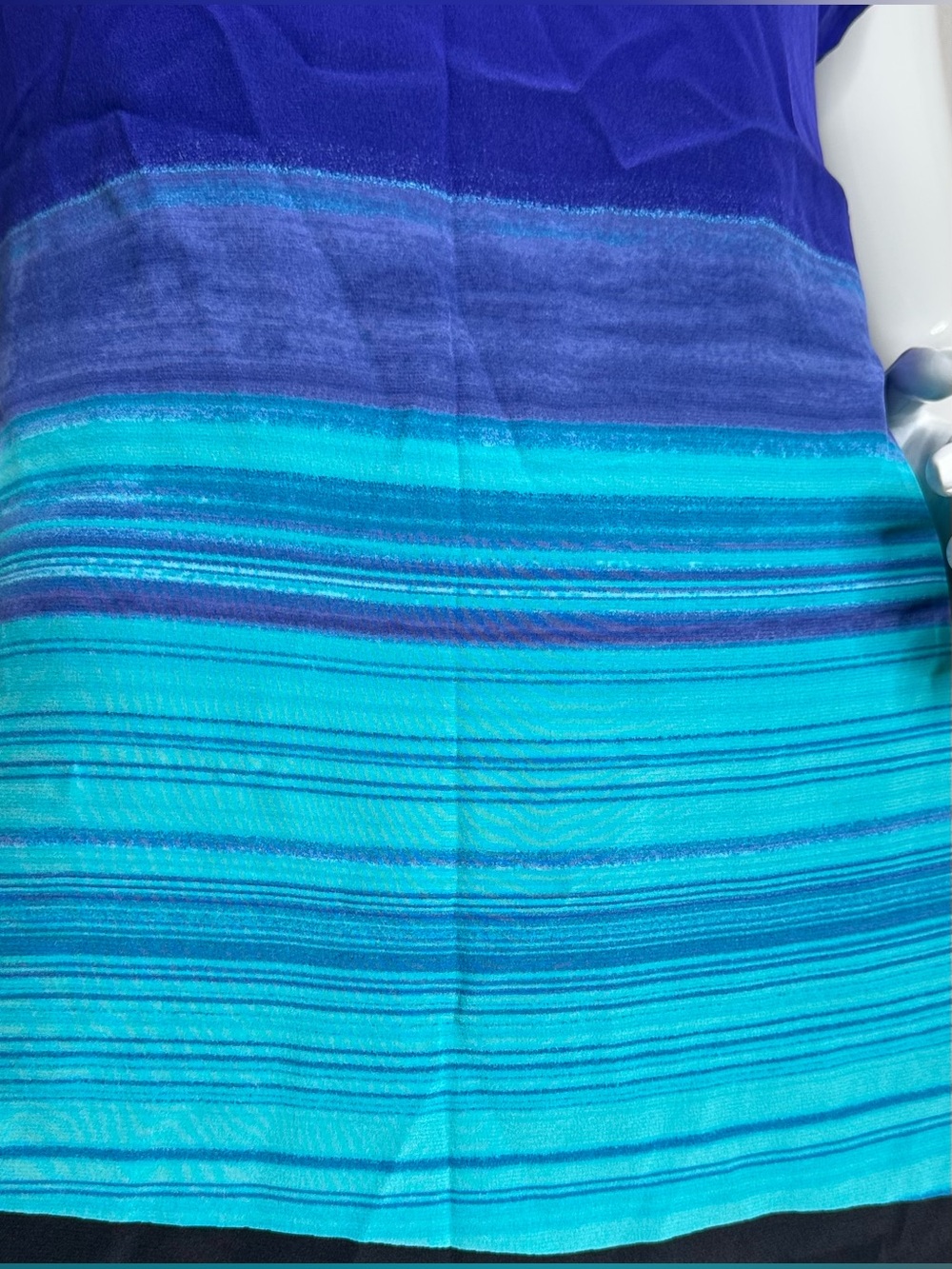 Trina Turk 100% Silk Shift Dress Blue Teal Abstract Print Lined Made USA Size 6 - Picture 4 of 11
